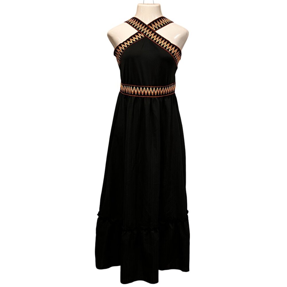 Beachsissi Chevron Crisscross Ruffled Midi Dress, NWT, XL